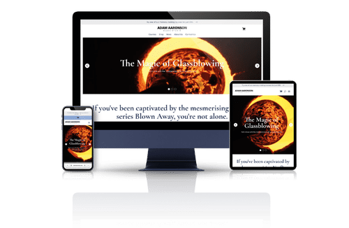 Adam Aaronson's Wordpress Website shown on Desktop, Tablet and Mobile devices