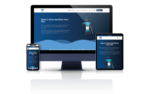 CWU Backflow's Wordpress Website shown on Desktop, Tablet and Mobile devices
