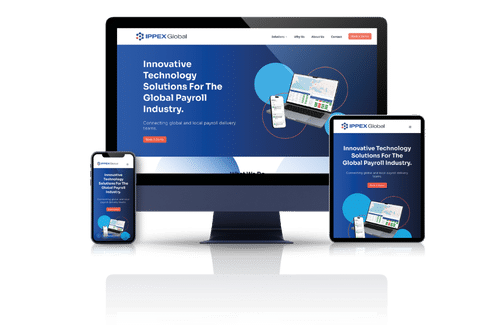 Ippex's Wordpress Website shown on Desktop, Tablet and Mobile devices