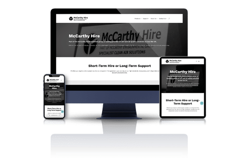 McCarthy Hire's Wordpress Website shown on Desktop, Tablet and Mobile devices